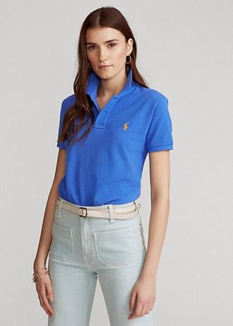 Camisas polo Ralph Lauren Classic Fit Mesh Femininas Azuis