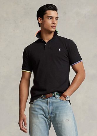 Camisas polo Ralph Lauren Classic Fit Mesh Masculinas Pretas