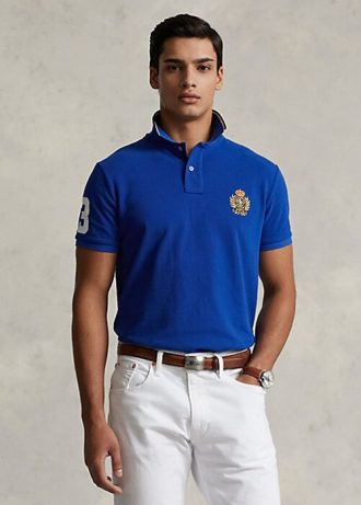 Camisas polo Ralph Lauren Classic Fit Polo Crest Mesh Masculinas Azuis