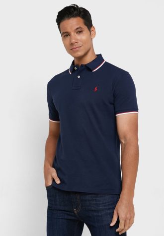 Camisas polo Ralph Lauren Essential masculinas azul-marinho