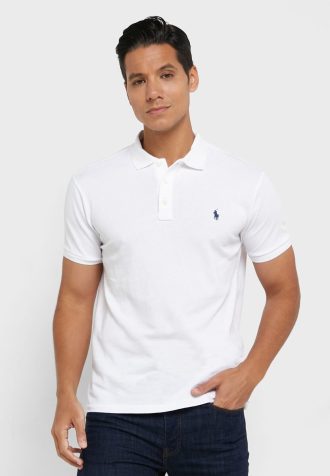 Camisas polo Ralph Lauren Essential masculinas brancas