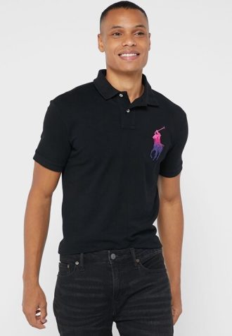 Camisas polo Ralph Lauren Essential pretas masculinas
