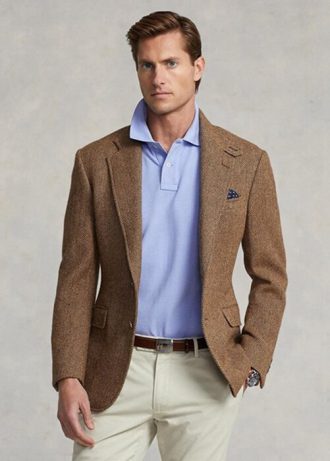 Camisas polo Ralph Lauren personalizadas de malha slim fit masculinas azuis