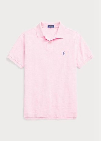 Camisas polo Ralph Lauren personalizadas de malha slim fit masculinas rosa