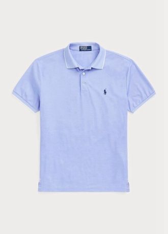 Camisas polo Ralph Lauren personalizadas slim fit Birdseye masculinas azuis