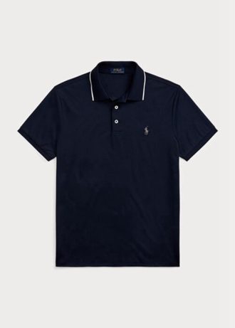 Camisas polo Ralph Lauren personalizadas slim fit Birdseye masculinas azul-marinho
