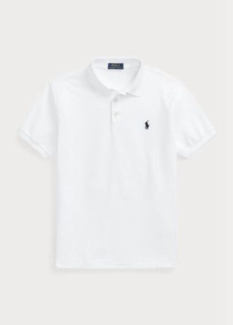 Camisas polo Ralph Lauren personalizadas slim fit Birdseye masculinas brancas