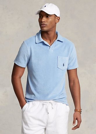 Camisas polo Ralph Lauren personalizadas Slim Fit Terry masculinas AZURE