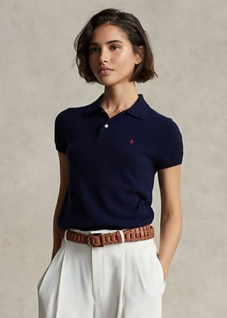 Camisas polo Ralph Lauren Slim Fit Cashmere femininas pretas