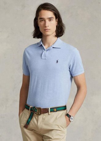 Camisas polo Ralph Lauren Slim Fit Mesh Masculinas Azuis