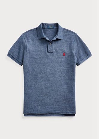 Camisas polo Ralph Lauren Slim Fit Mesh Masculinas Azuis