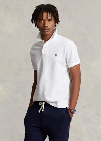 Camisas polo Ralph Lauren Slim Fit Mesh Masculinas Brancas