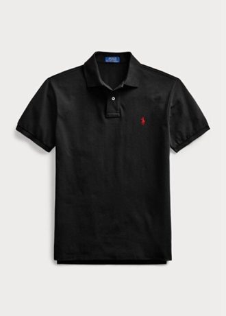 Camisas polo Ralph Lauren Slim Fit Mesh Masculinas Pretas