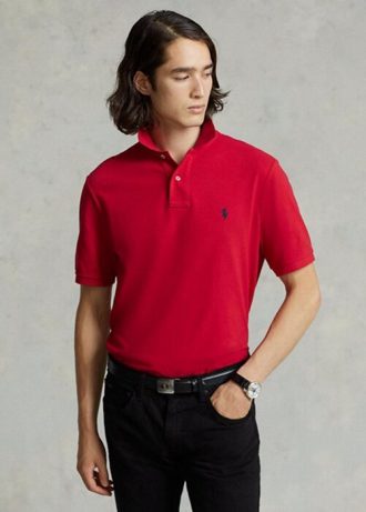 Camisas polo Ralph Lauren Slim Fit Mesh Masculinas Vermelhas