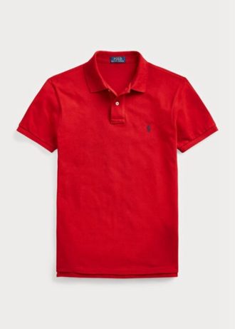 Camisas polo Ralph Lauren Slim Fit Mesh Masculinas Vermelhas