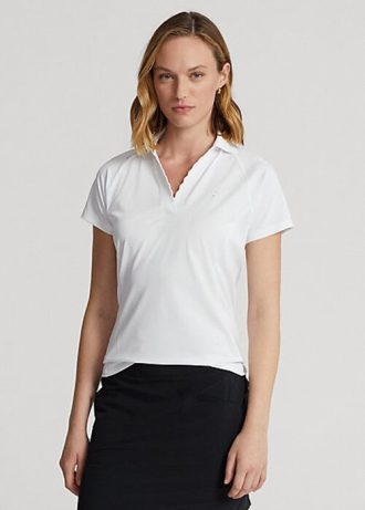 Camisas polo Ralph Lauren Tailored Fit Piqué femininas brancas