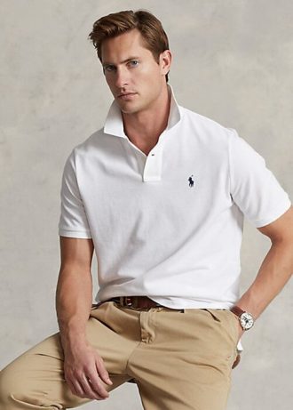 Camisas polo Ralph Lauren The Iconic Mesh masculinas brancas