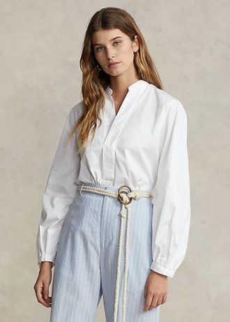 Camisas Ralph Lauren Boxy Fit de algodão com manga bufante e ajuste folgado para mulheres