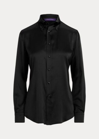 Camisas Ralph Lauren Cameron Stretch Mulberry Silk Pretas Femininas