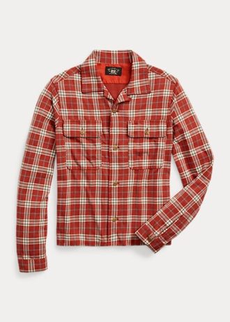 Camisas Ralph Lauren Camp com estampa xadrez vermelha para mulheres