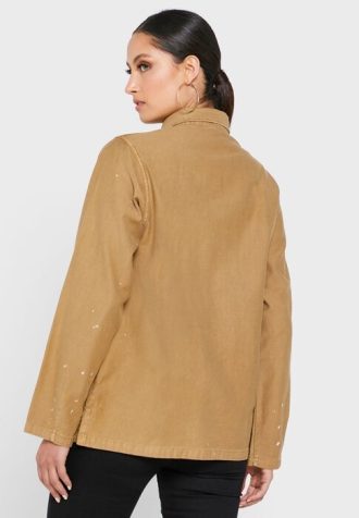 Camisas Ralph Lauren Caqui Femininas com Detalhes de Bolso e Botões