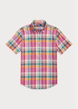 Camisas Ralph Lauren Classic Fit Madras Popover Masculinas Rosa