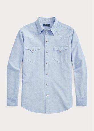 Camisas Ralph Lauren Classic Fit Oxford Western Masculinas Azuis