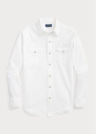 Camisas Ralph Lauren Classic Fit Oxford Western Masculinas Brancas