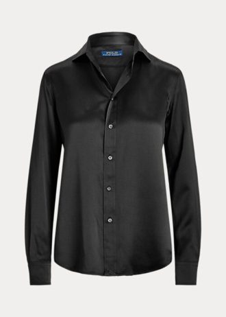 Camisas Ralph Lauren de seda Charmeuse pretas femininas