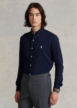 Camisas Ralph Lauren Featherweight Mesh Masculinas Azul Marinho