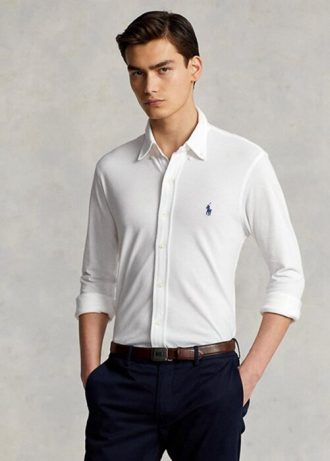 Camisas Ralph Lauren Featherweight Mesh Masculinas Brancas