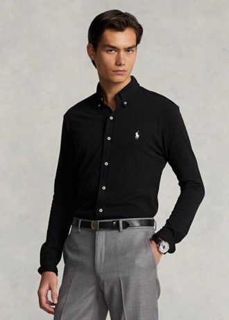 Camisas Ralph Lauren Featherweight Mesh Masculinas Pretas