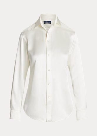 Camisas Ralph Lauren Mulberry Silk Shir Creme Femininas