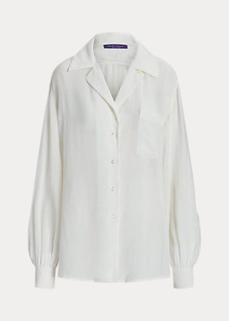 Camisas Ralph Lauren Roslin de linho voile femininas brancas