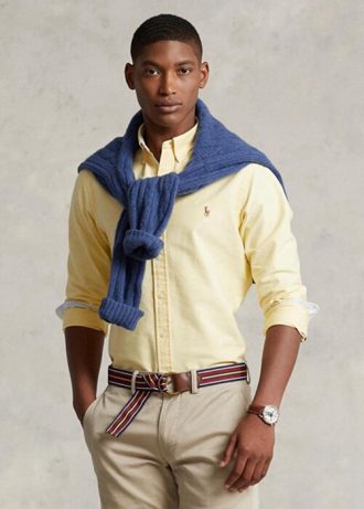 Camisas Ralph Lauren Slim Fit Oxford Masculinas Amarelas