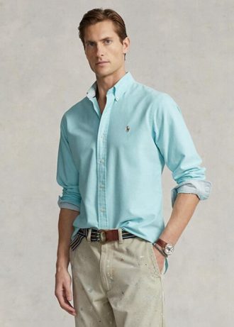 Camisas Ralph Lauren Slim Fit Oxford Masculinas Azuis