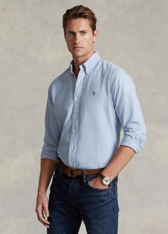 Camisas Ralph Lauren Slim Fit Oxford Masculinas Azuis