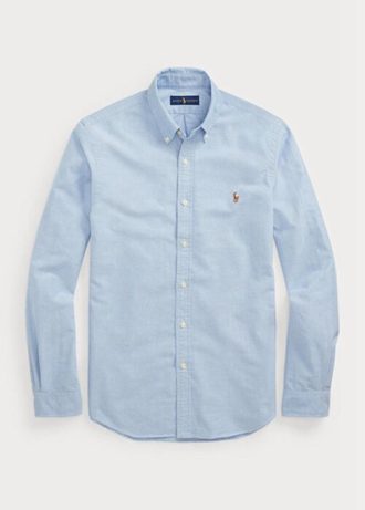 Camisas Ralph Lauren Slim Fit Oxford Masculinas Azuis