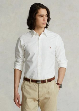Camisas Ralph Lauren Slim Fit Oxford Masculinas Brancas