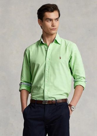 Camisas Ralph Lauren Slim Fit Oxford Masculinas Verdes