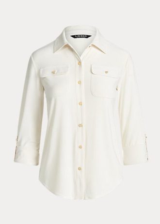 Camisas Ralph Lauren Stretch Jersey Femininas Creme