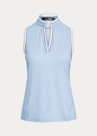 Camisas Ralph Lauren Tailored Fit Piqué sem mangas femininas azuis