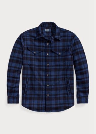 Camisas Ralph Lauren xadrez masculinas de lã mesclada