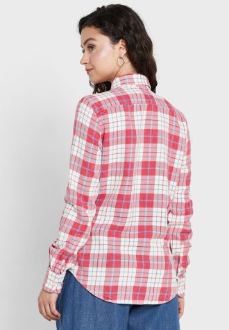 Camisas Ralph Lauren xadrez rosa com botões para mulheres