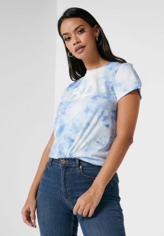 Camisetas femininas azuis com logotipo estampado Ralph Lauren