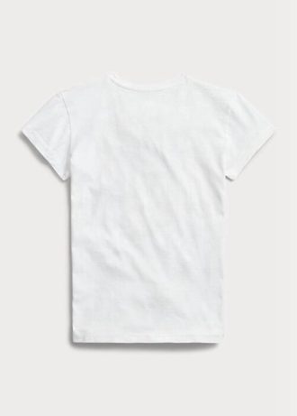 Camisetas femininas brancas de algodão com logotipo Ralph Lauren