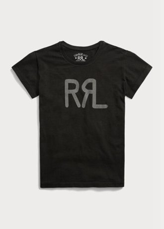 Camisetas femininas pretas de algodão com logotipo Ralph Lauren