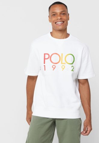 Camisetas masculinas brancas com gola redonda e logotipo Ralph Lauren