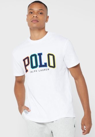 Camisetas masculinas brancas com gola redonda e logotipo Ralph Lauren