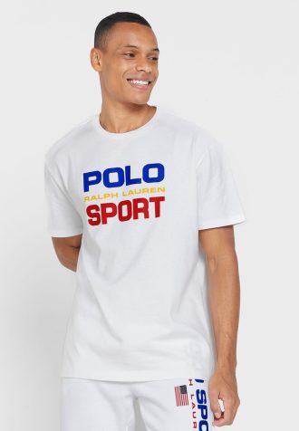 Camisetas masculinas brancas com gola redonda e logotipo Ralph Lauren